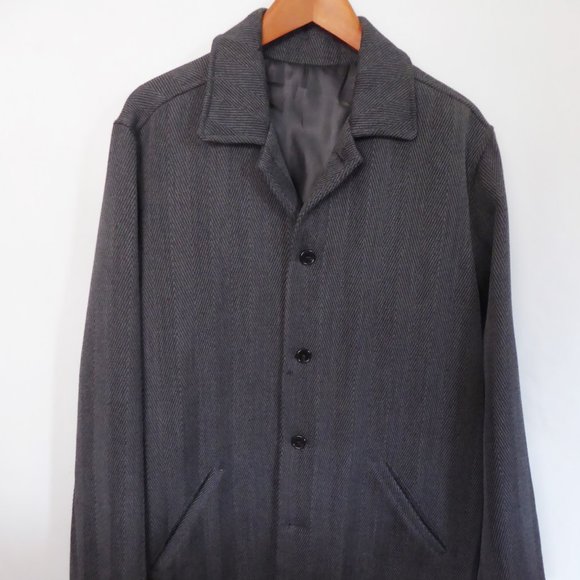 R. SCOTT FRENCH BRAND MENS GRAY ITALIAN WOOL HERRINGBONE JACKET (LARGE) LIKE NEW